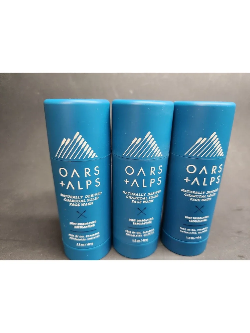 3 Pack Oars + Alps Charcoal Solid Face Wash Exfoliating Stick - 1.2 oz each